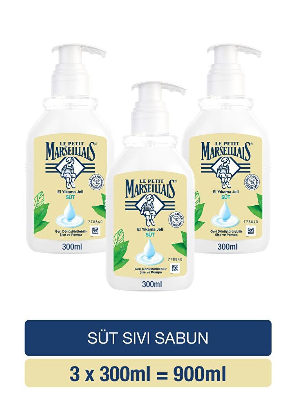 Le Petit Marseillais Renksiz Sıvı Sabun Süt 300 ml x3