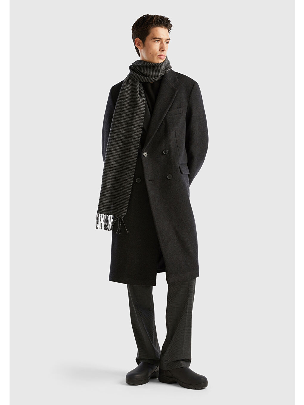 Erkek Siyah Kruvaze Palto-4