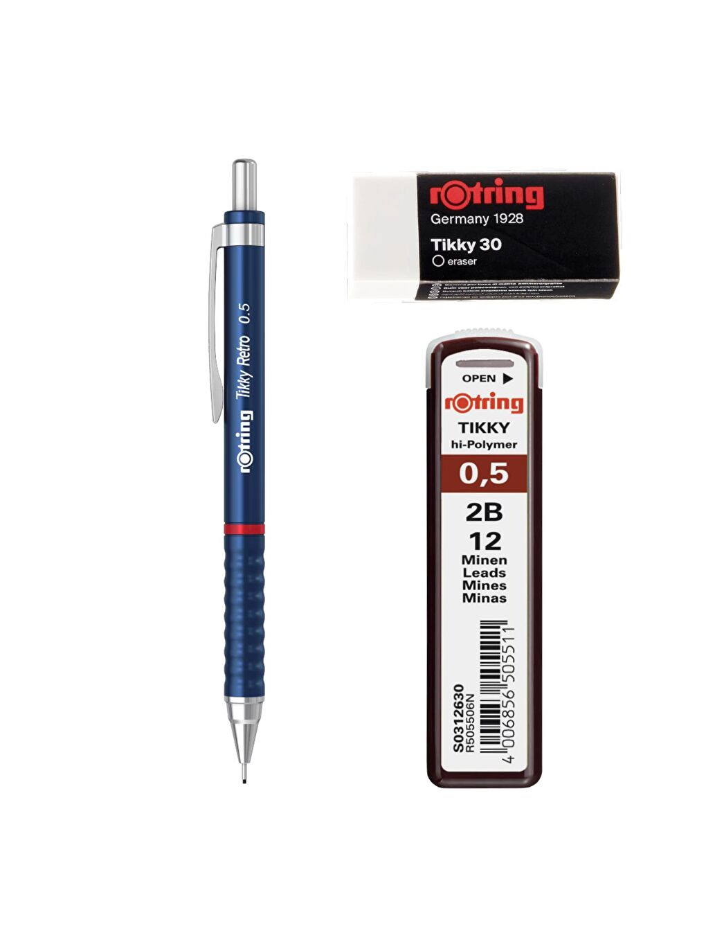 Rotring Retro Versatil Uçlu Kalem Uç-Silgi 3 lü Okul Seti 0.5 - 1