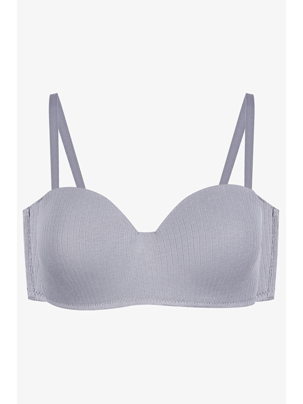 Gri Kadın Dolgusuz Pamuklu Fitilli Straplez Sütyen
