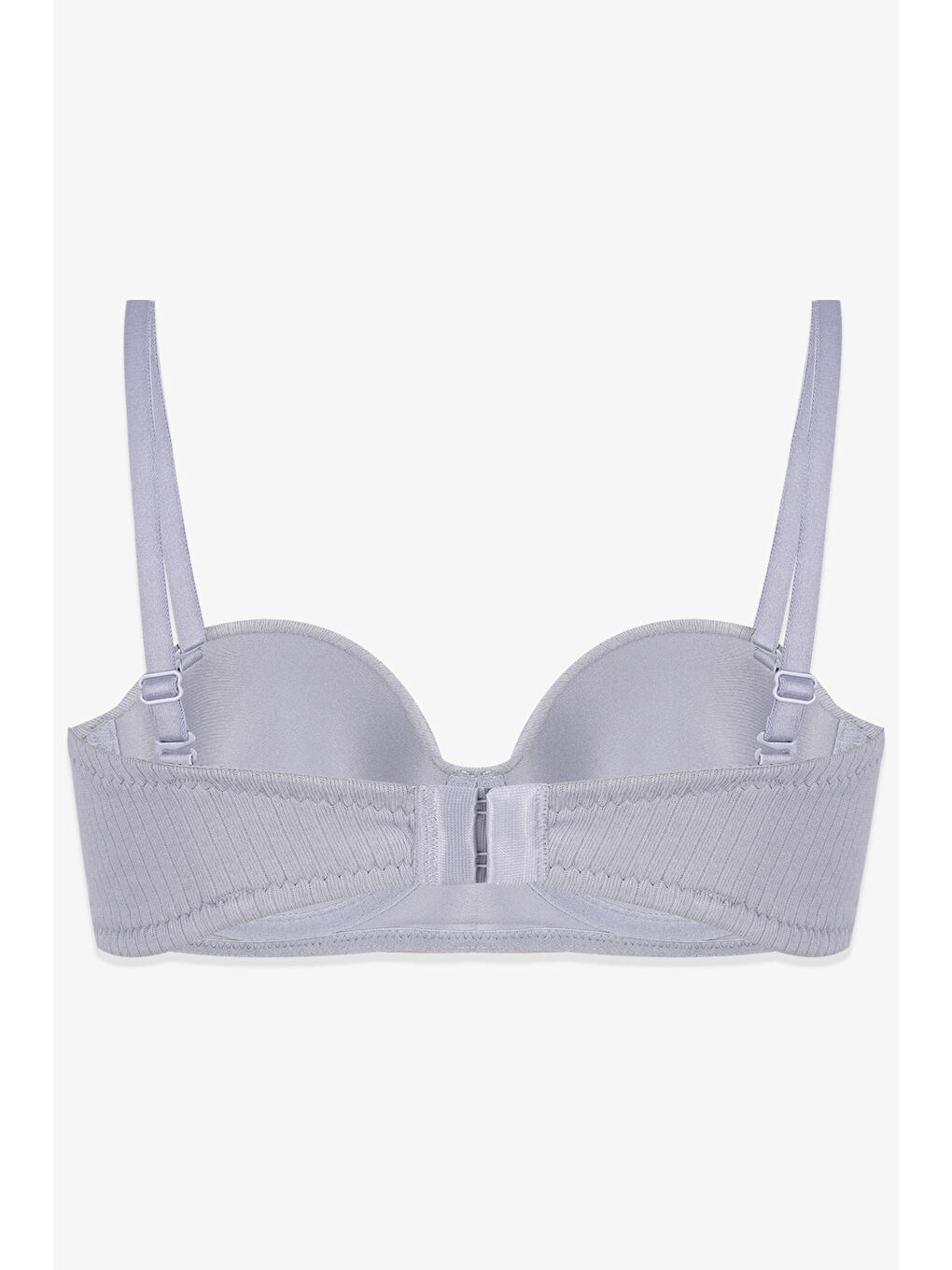 Gri Kadın Dolgusuz Pamuklu Fitilli Straplez Sütyen-1