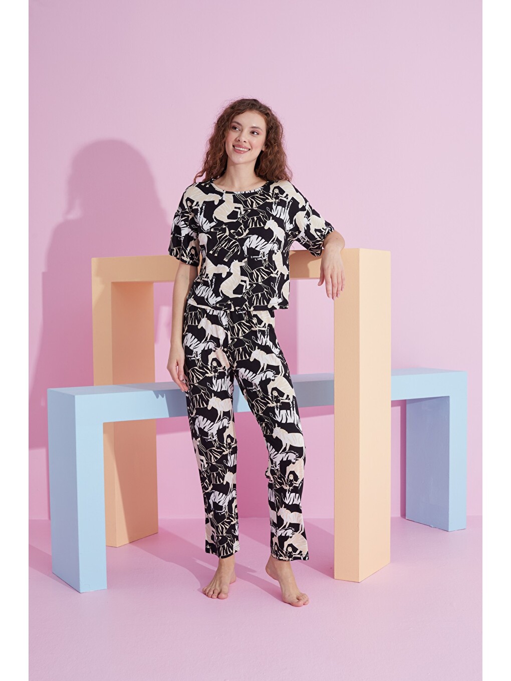 Karışık Elastanlı Örme Pijama Takım-1