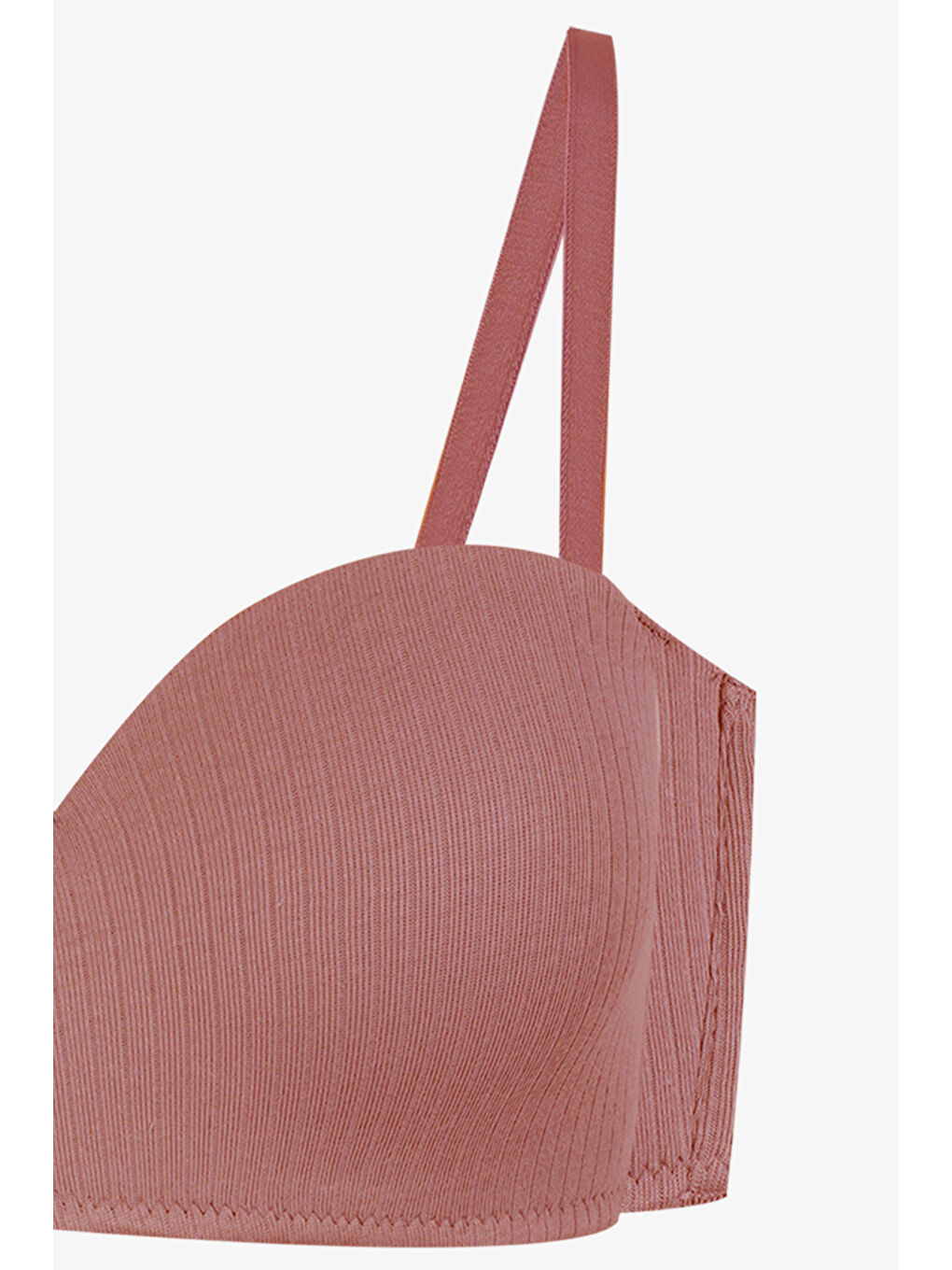 Bej Kadın Dolgusuz Pamuklu Fitilli Straplez Sütyen-2