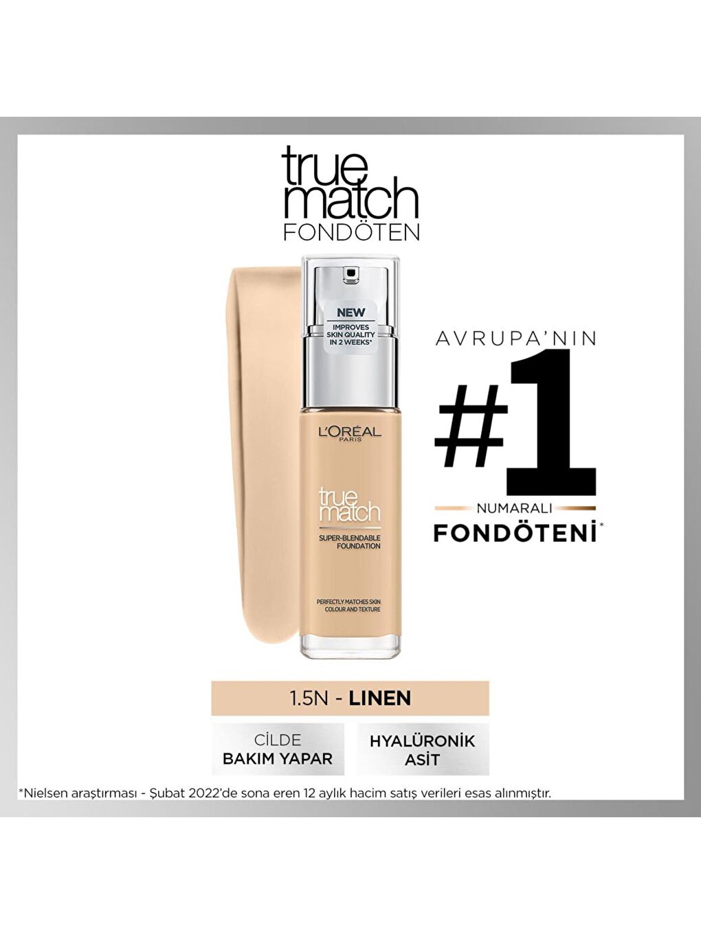 L'Oreal Paris Nude True Match Bakım Yapan Fondöten 1.5 Linen (30 ml)