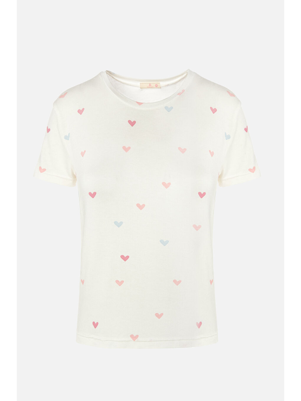 Lila Kadın Kalp Desenli Kısa Kollu Pijama Takımı-1