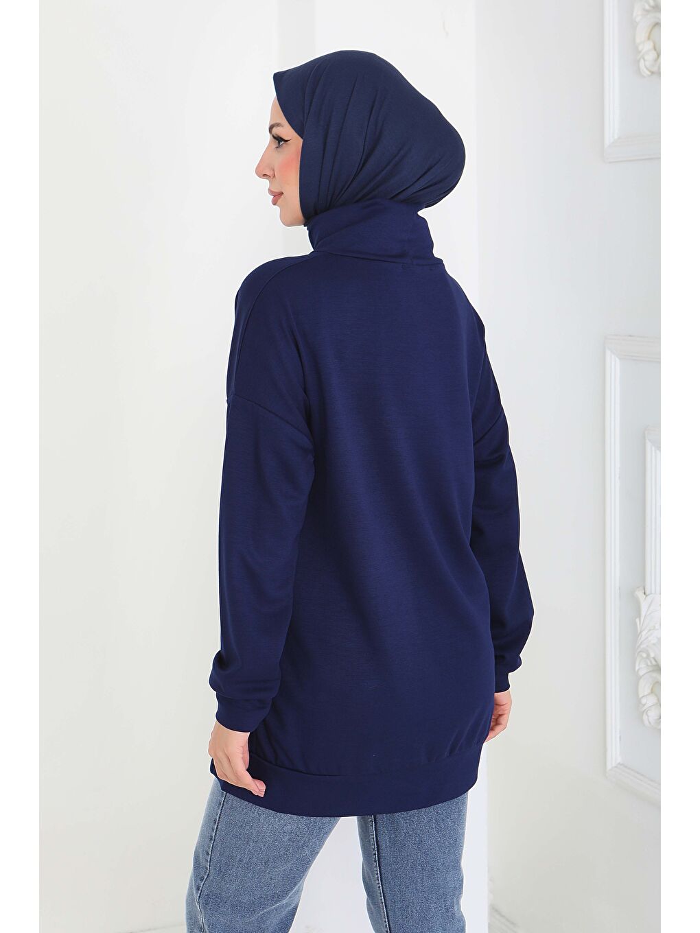 Zincir Detaylı Modal Tunik Lacivert - 27916-LACIVERT-1