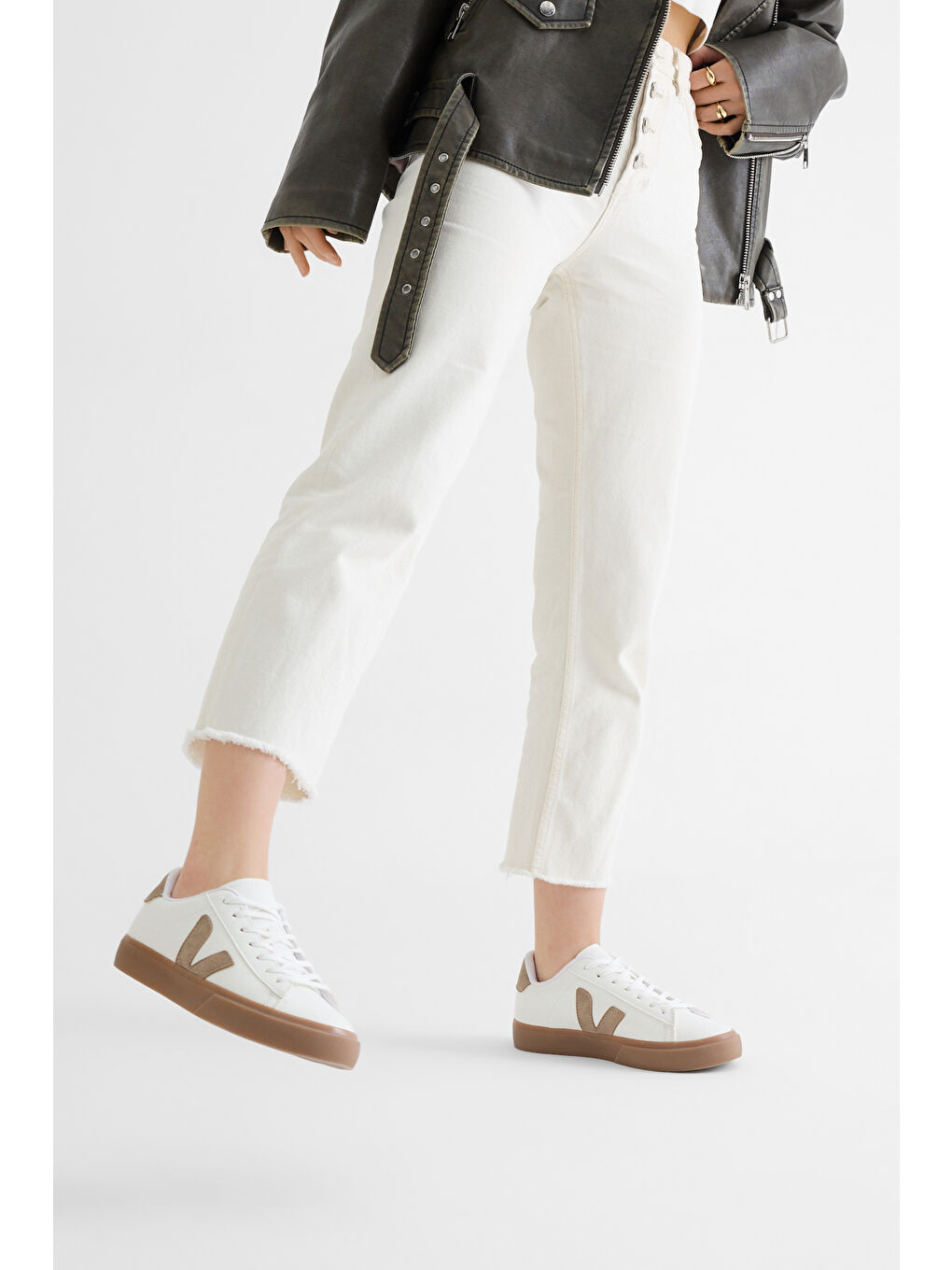 Kadın Beyaz Bej Kauçuk Taban Rahat Bağcıklı Sneaker-3