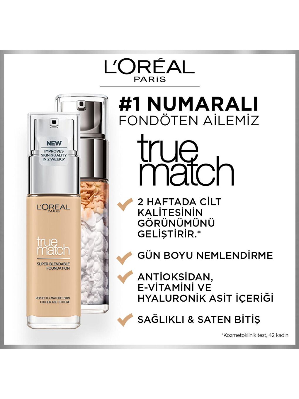 L'Oreal Paris Nude True Match Bakım Yapan Fondöten 1.5 Linen (30 ml) - 2