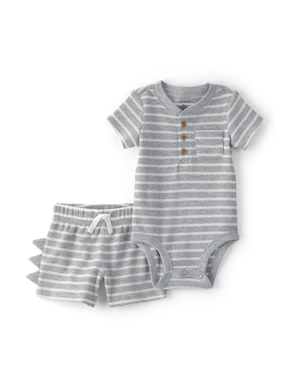 Erkek Bebek Body Şort Set 3 Ay-24 Ay Gri
