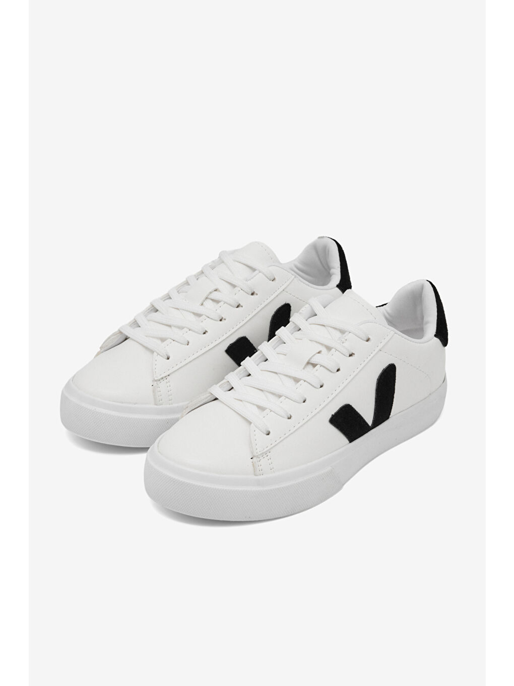 Kadın Beyaz Siyah Kauçuk Taban Rahat Bağcıklı Sneaker-1