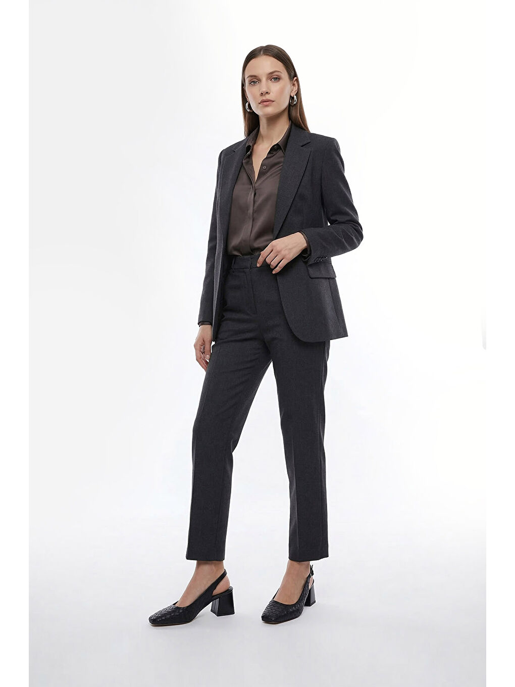 Siyah Kadın SİYAH Orta Kalın Topuklu Arkası Açık Ayakkabı-2