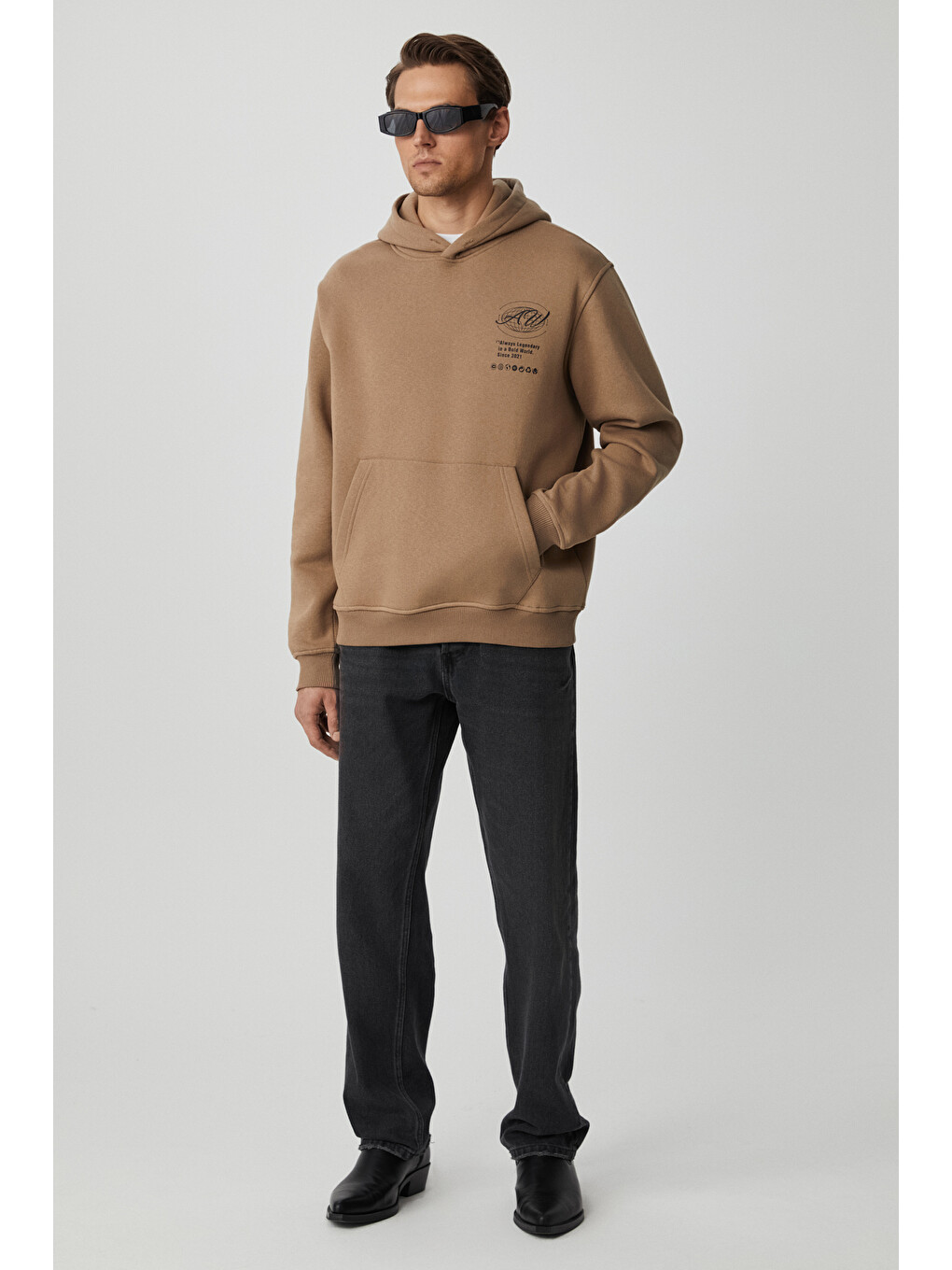 Bej Legandary Erkek Yumuşacık Vizon Sweatshirt-2