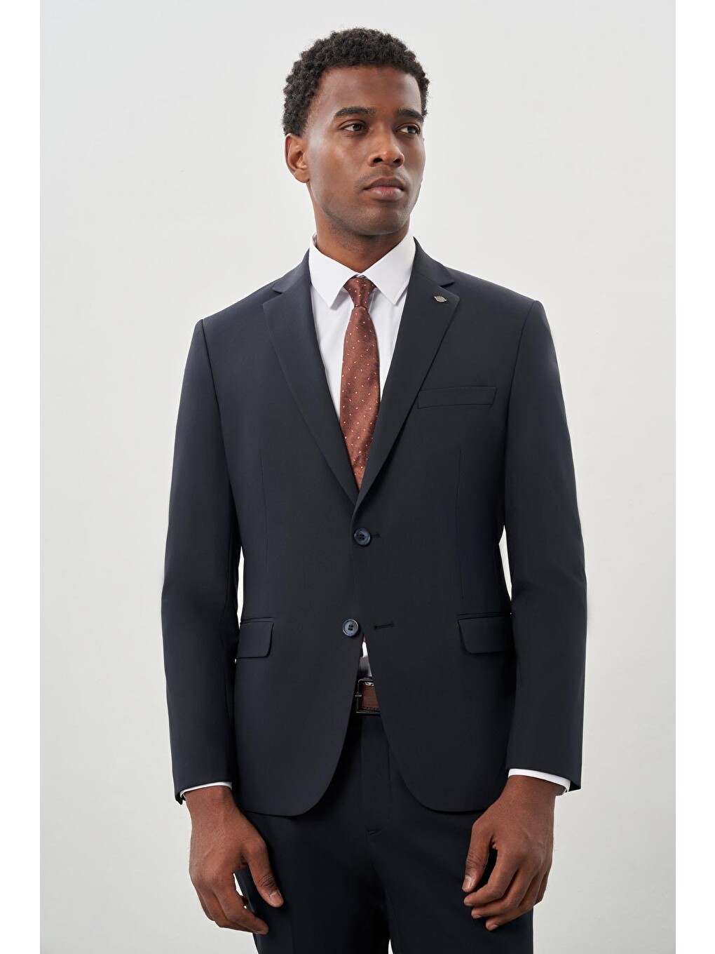 Koyu Lacivert Düz Mono Yaka Esnek 6 Drop Slim Fit Classic Takım Elbise 1001245178-2