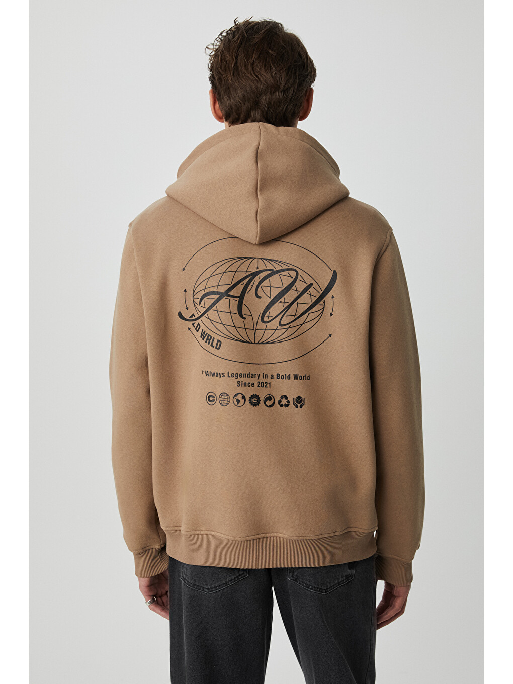 Bej Legandary Erkek Yumuşacık Vizon Sweatshirt-3