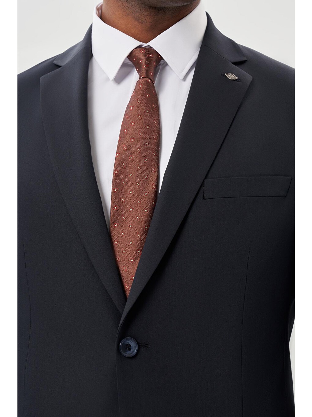 Koyu Lacivert Düz Mono Yaka Esnek 6 Drop Slim Fit Classic Takım Elbise 1001245178-3