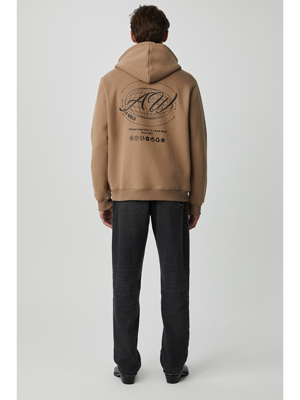 Bej Legandary Erkek Yumuşacık Vizon Sweatshirt-4