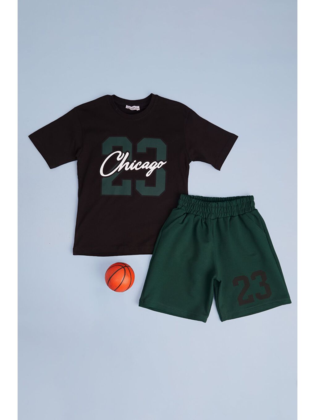 Siyah %100 Pamuk Sayı Ve Yazı Baskılı Erkek Çocuk Takım