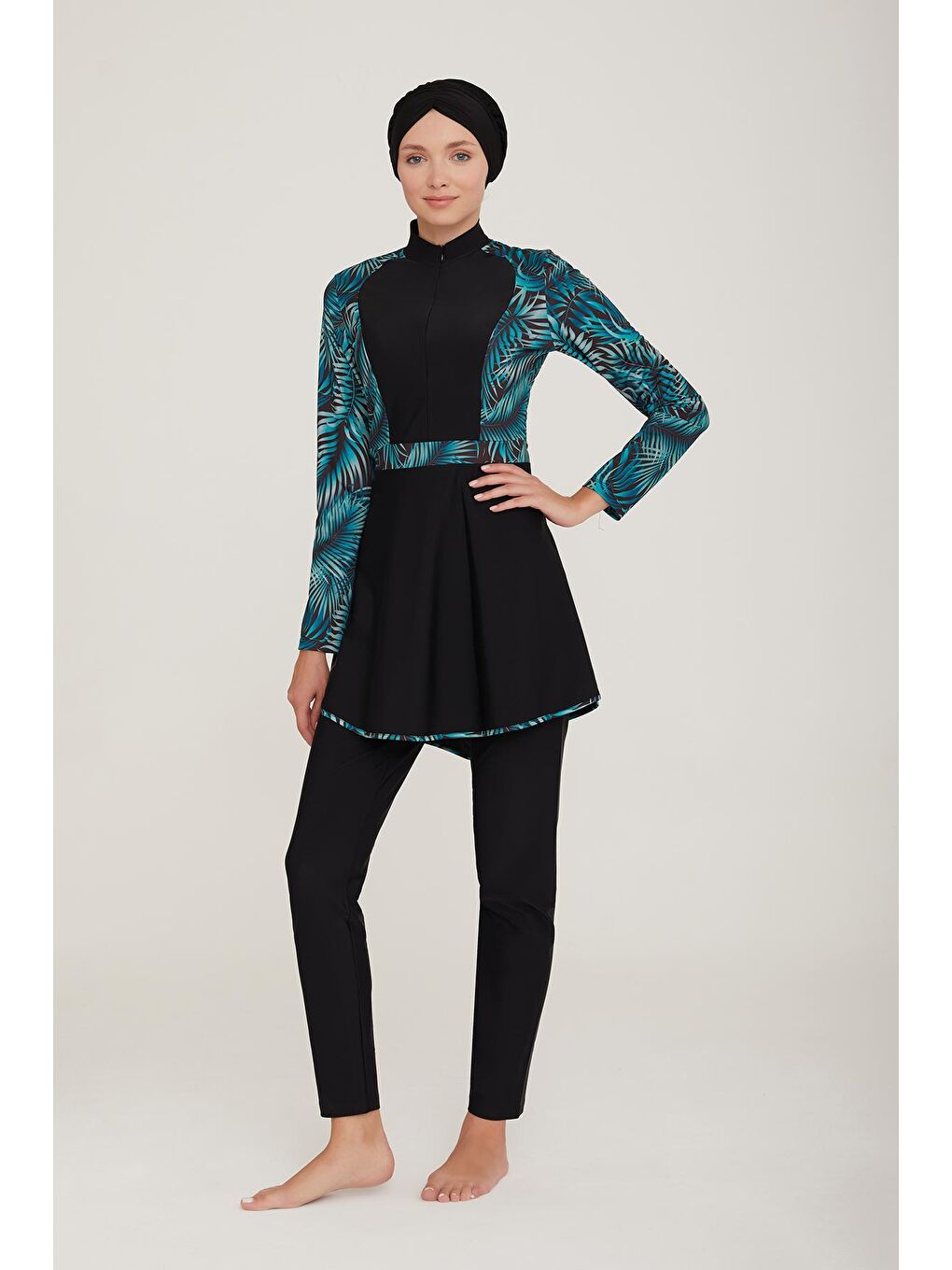 Elastanlı Tam Kapalı Tesettür Mayo Andromeda 1 4428 Siyah-3