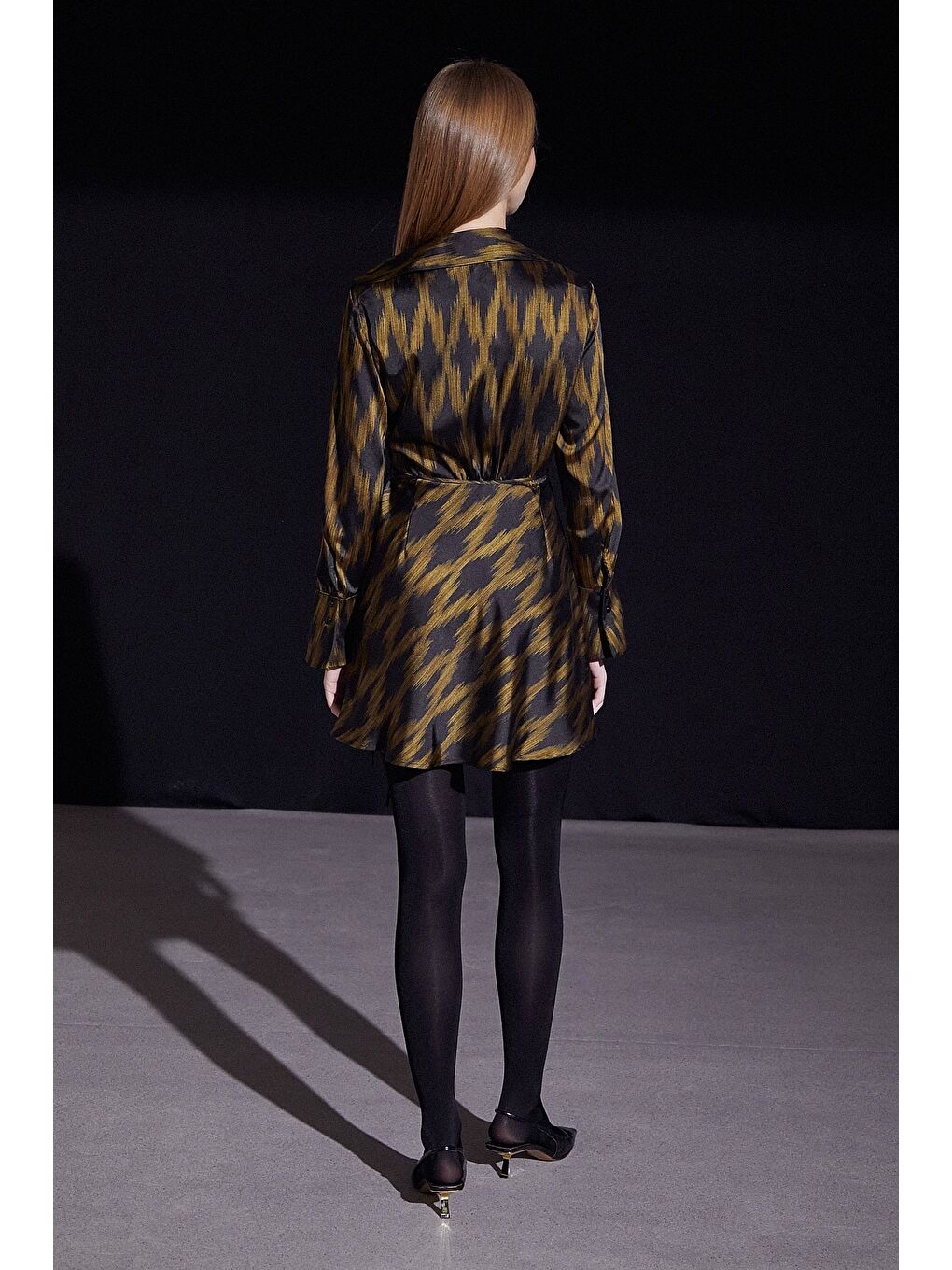 Rambi Bağlamalı Kruvaze Elbise Siyah-3