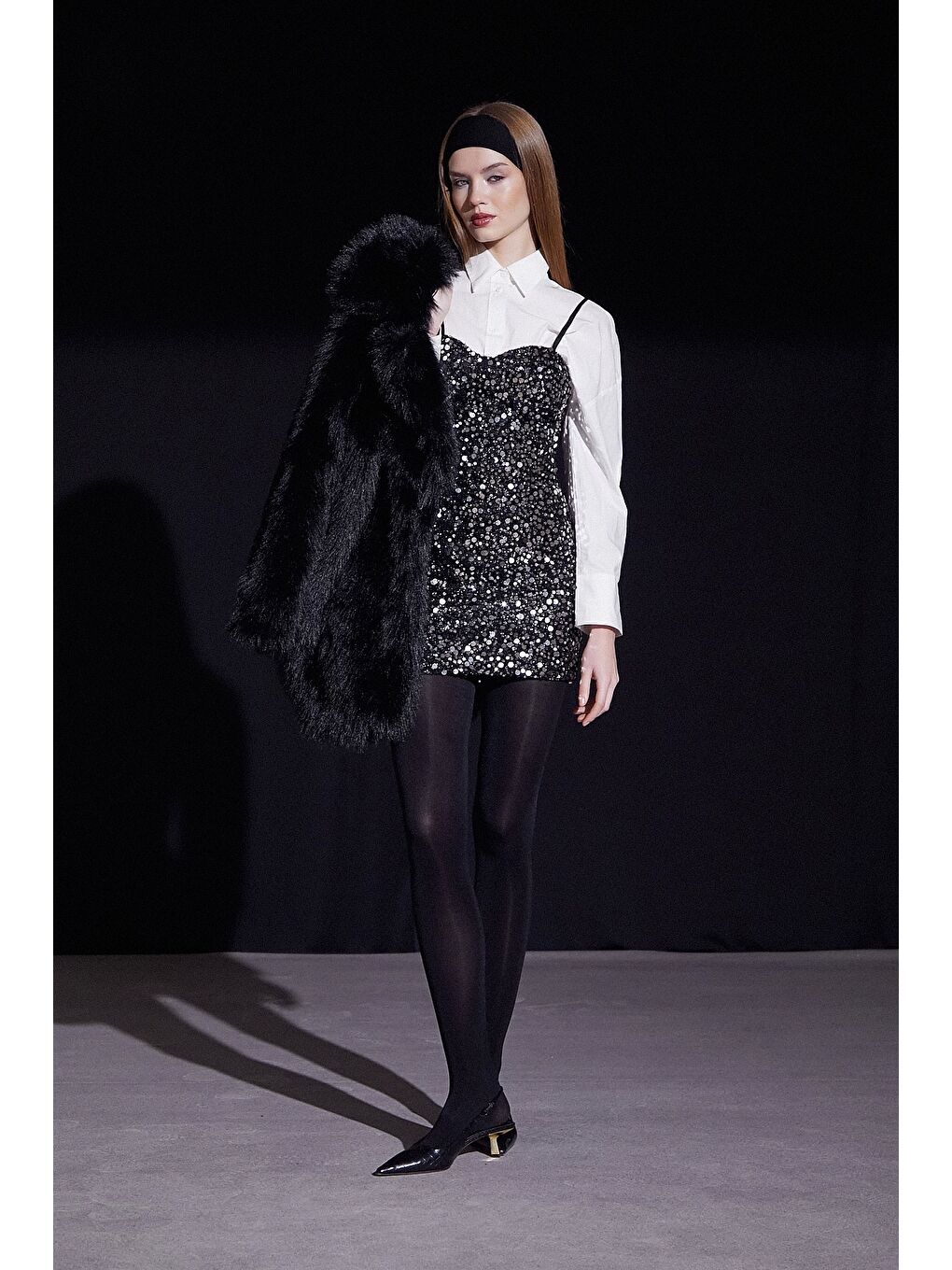 Gri Askılı Pul Elbise Gümüş-1