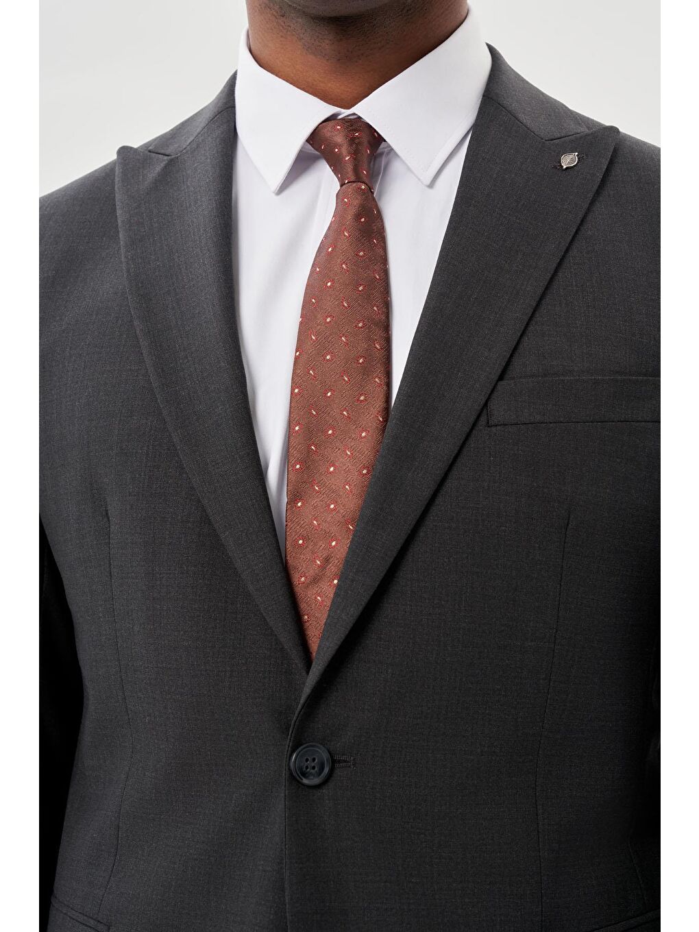 Koyu Antrasit Düz Kılıç Yaka Yünlü 6 Drop Slim Fit Classic Takım Elbise 1001245179-3