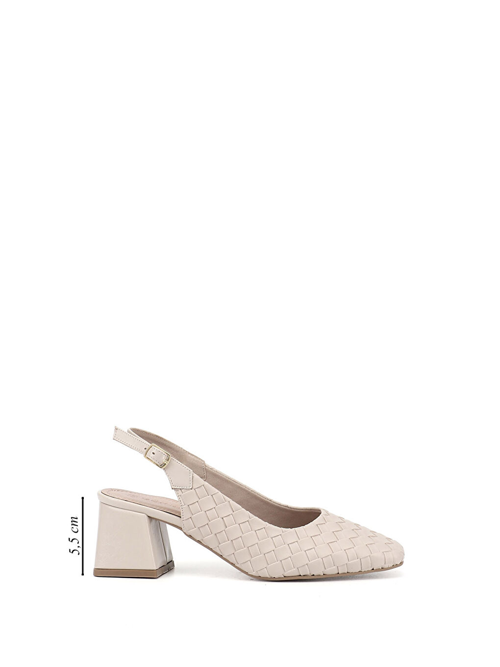 Bej Kadın YENİ BEJ Orta Kalın Topuklu Arkası Açık Ayakkabı-1