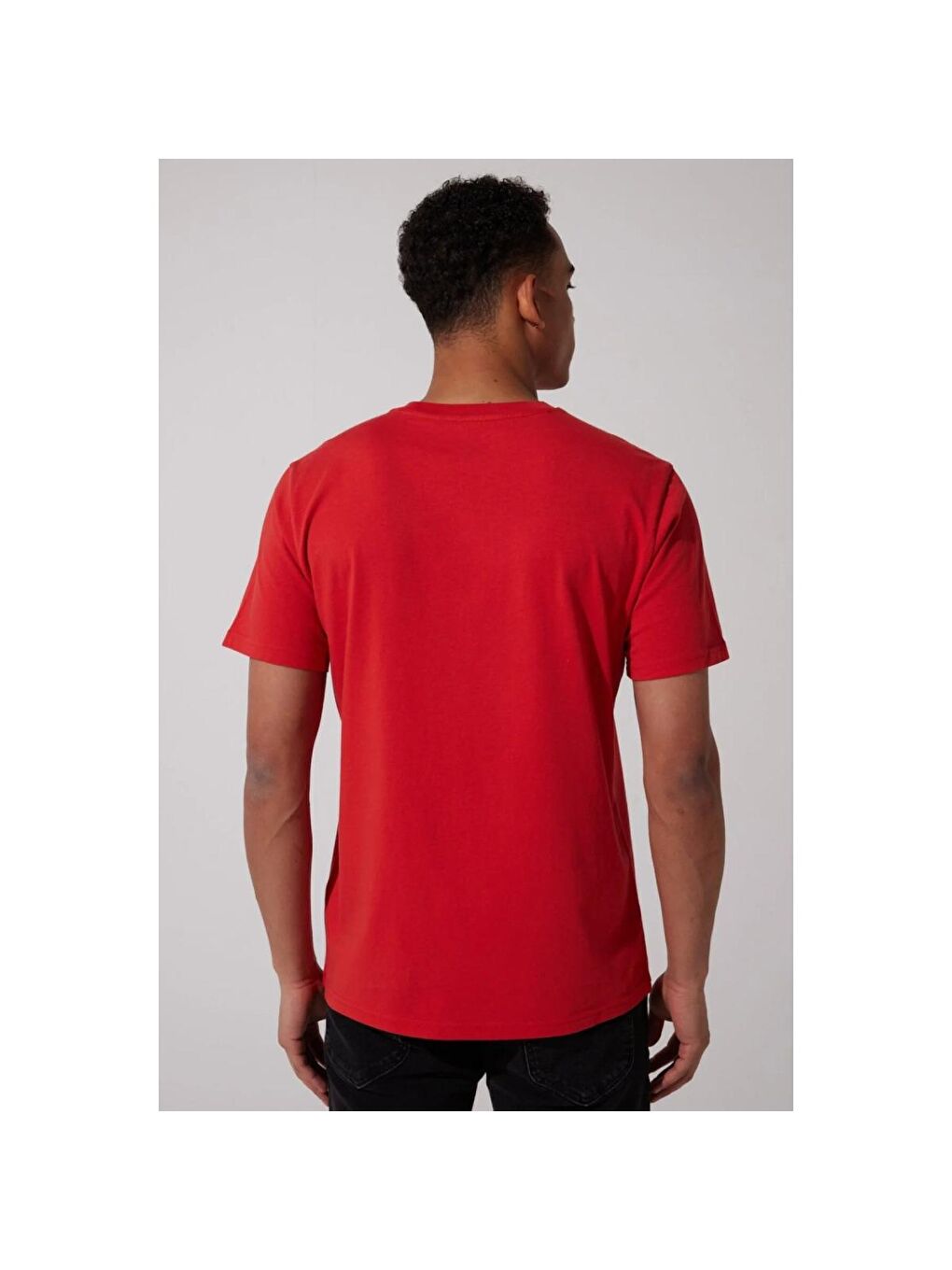 Eu Collection Big Logo Erkek Kırmızı Bisiklet Yaka Spor Tişört-1