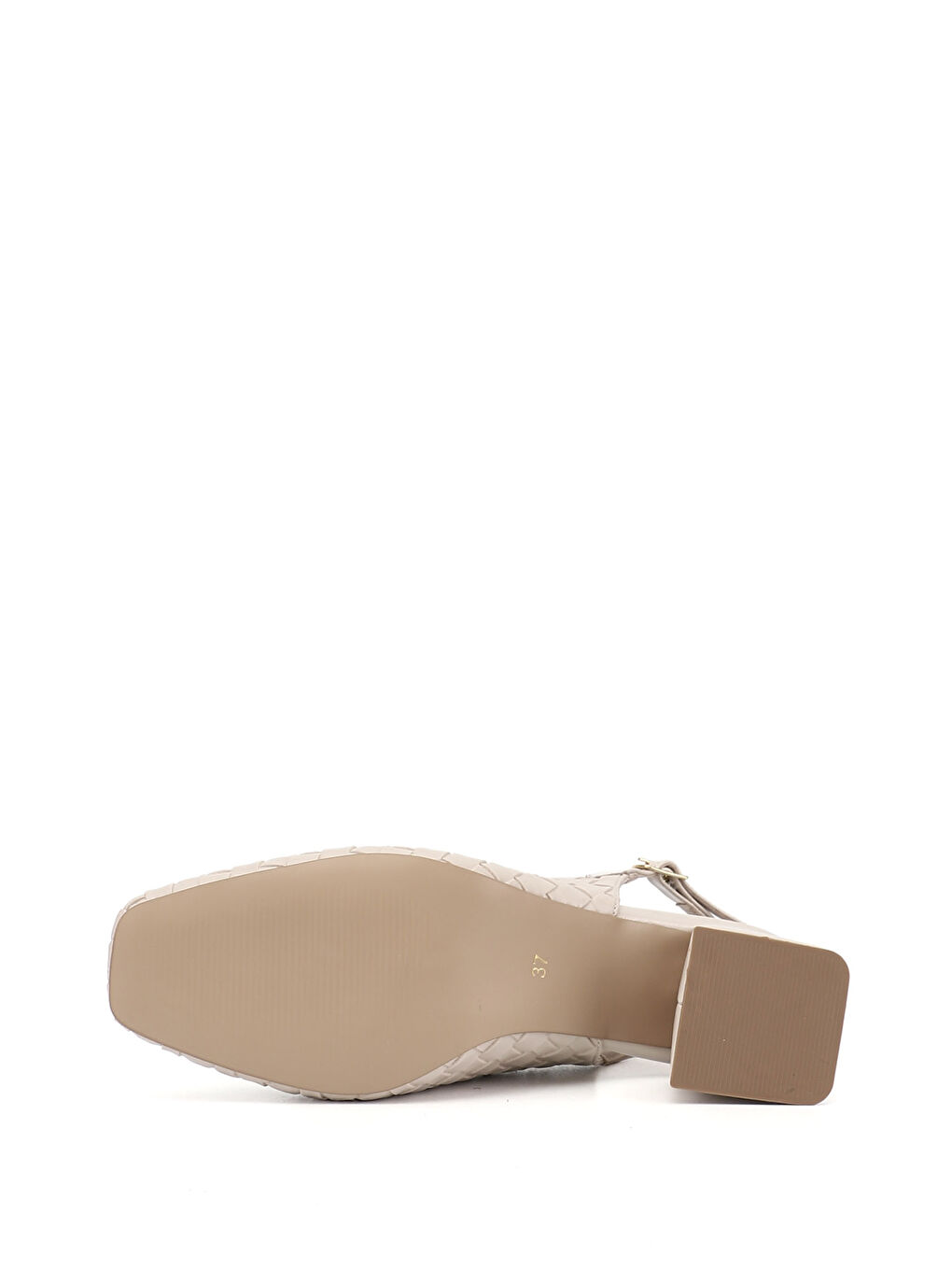 Bej Kadın YENİ BEJ Orta Kalın Topuklu Arkası Açık Ayakkabı-5
