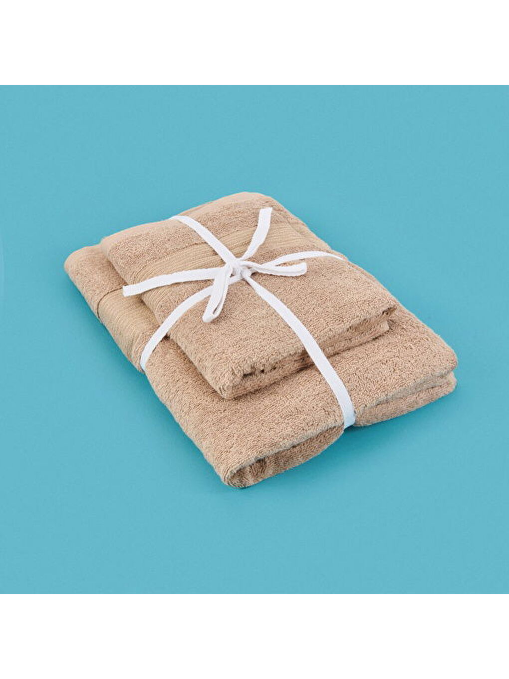 Soft Ella 2'li Hamam Seti - Bej - 50x70 cm + 70x140 cm-1