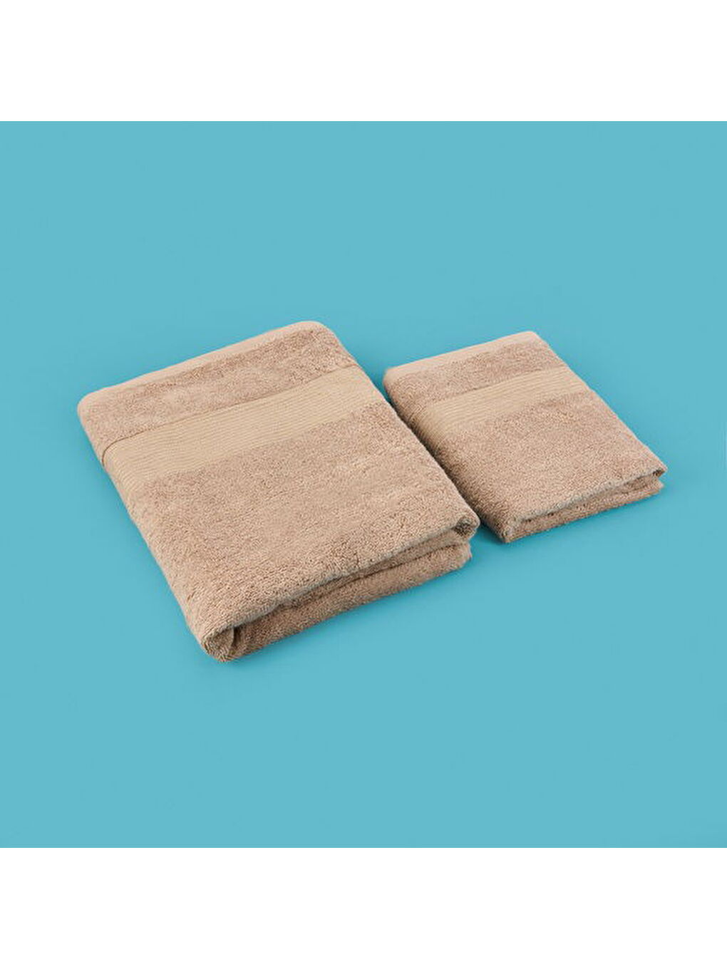 Soft Ella 2'li Hamam Seti - Bej - 50x70 cm + 70x140 cm-2