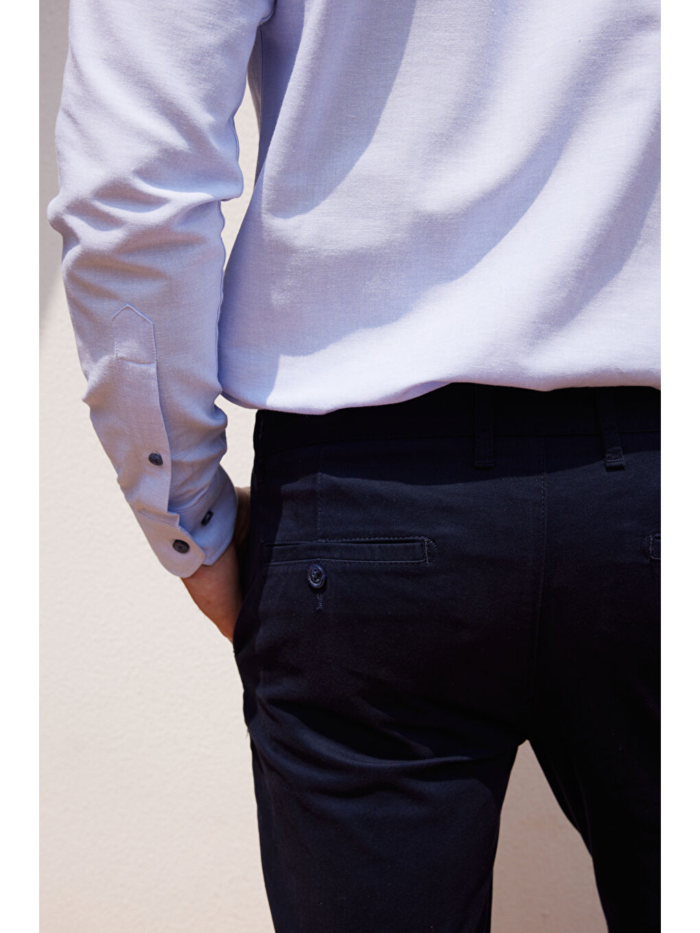 Erkek Lacivert Slim Fit Dar Kesim Pamuklu Esnek Yan Cep Rahat Chino Pantolon-6