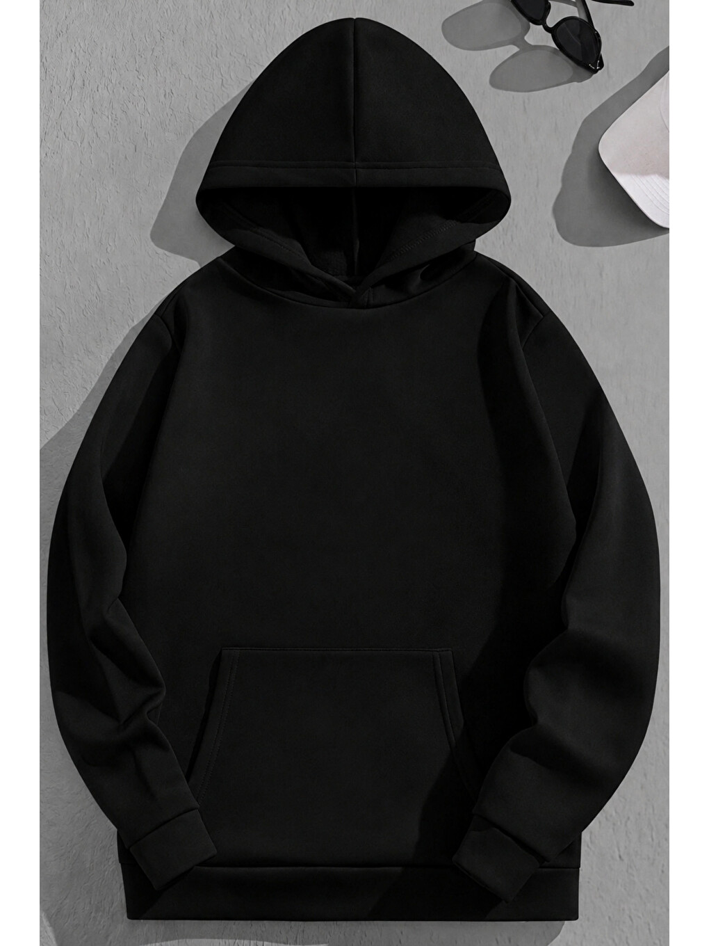 Unisex 3 İplik Pamuklu Siyah Takeme90s Baskı Bol Kalıp Sweatshirt Hoodie-1