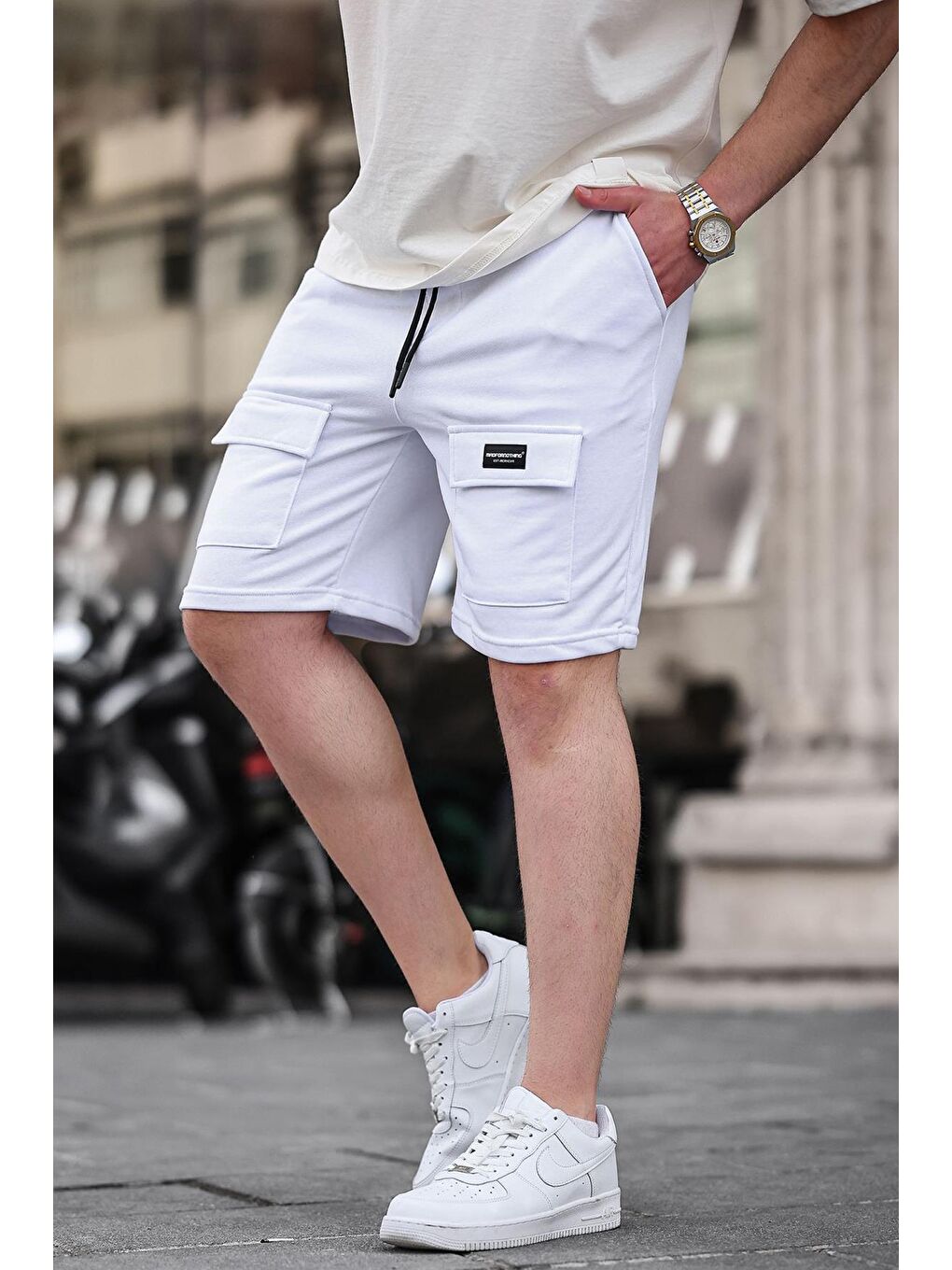 Beyaz Erkek Basic Şort 6533