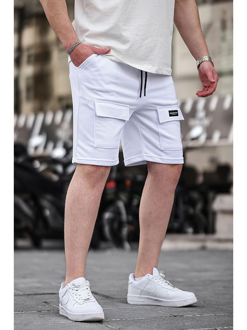 Beyaz Erkek Basic Şort 6533-1