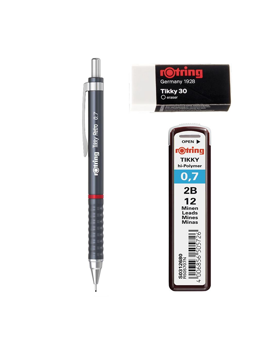 Retro Versatil Uçlu Kalem Uç-Silgi 3 lü Okul Seti 0.7-1