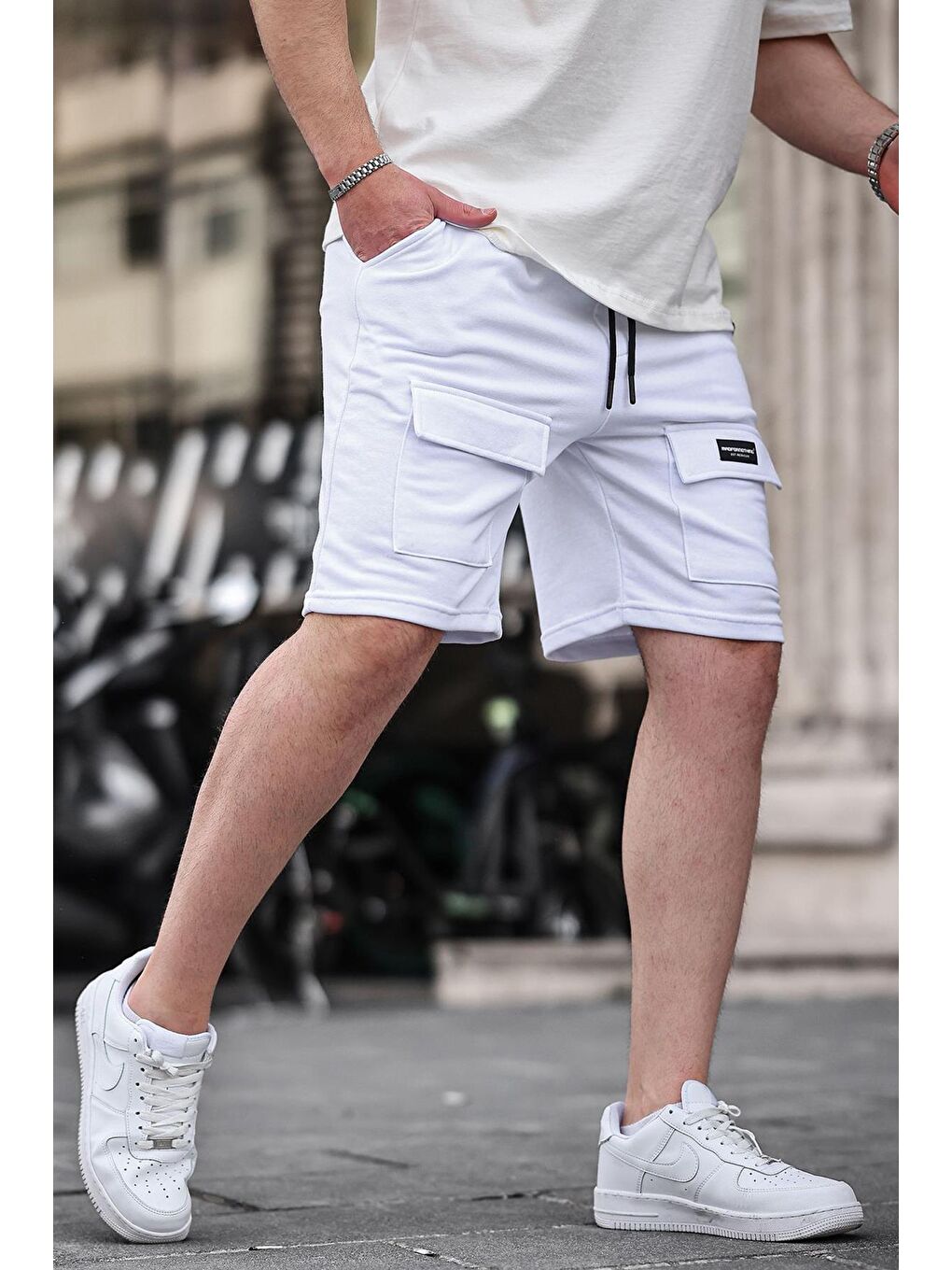 Beyaz Erkek Basic Şort 6533-2