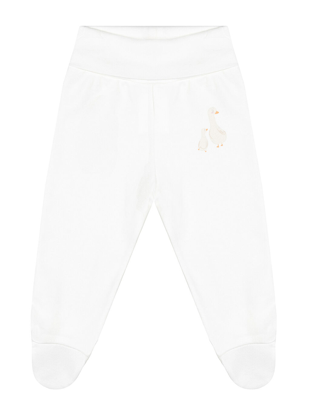 Unisex Kaz Desenli 2'li Patikli Alt Yenidoğan-9 Ay Ekru-5