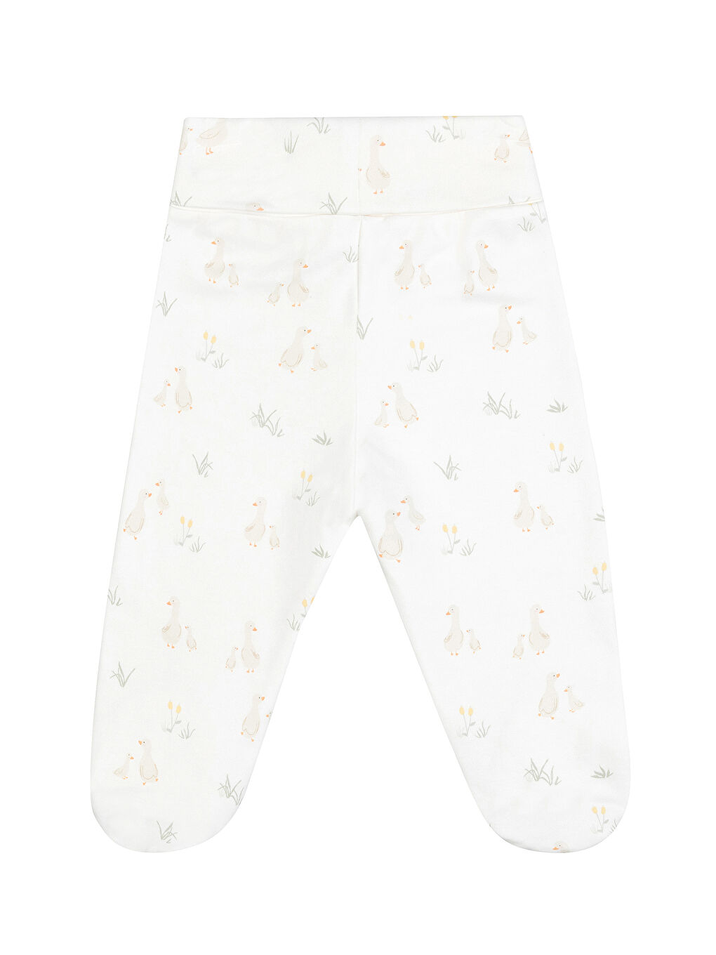 Unisex Kaz Desenli 2'li Patikli Alt Yenidoğan-9 Ay Ekru-9