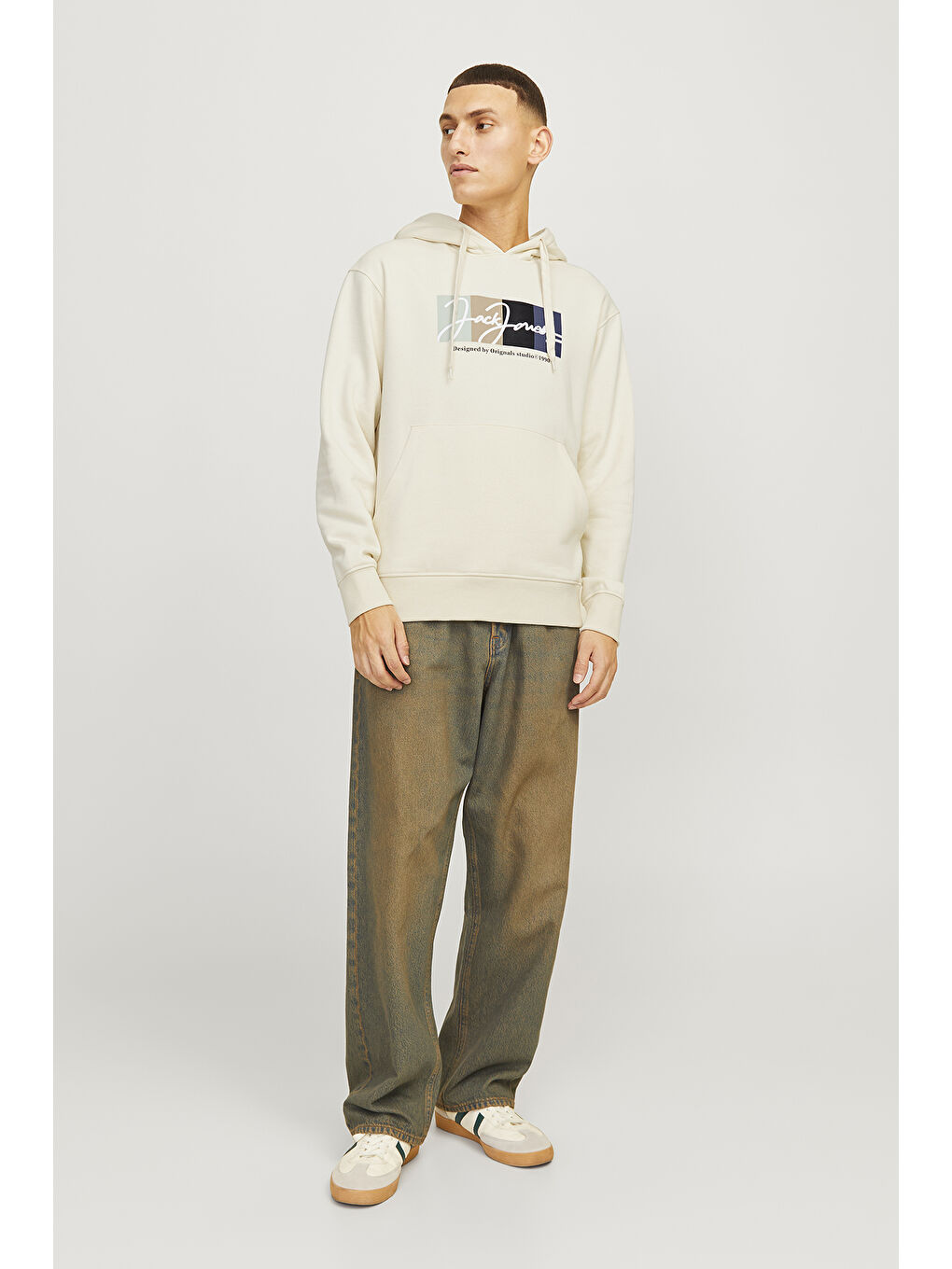 Jack & Jones Bej Originals Jorportland Pamuk Karışımlı Regular Fit Kapüşonlu Erkek Sweat 12262421 - 2