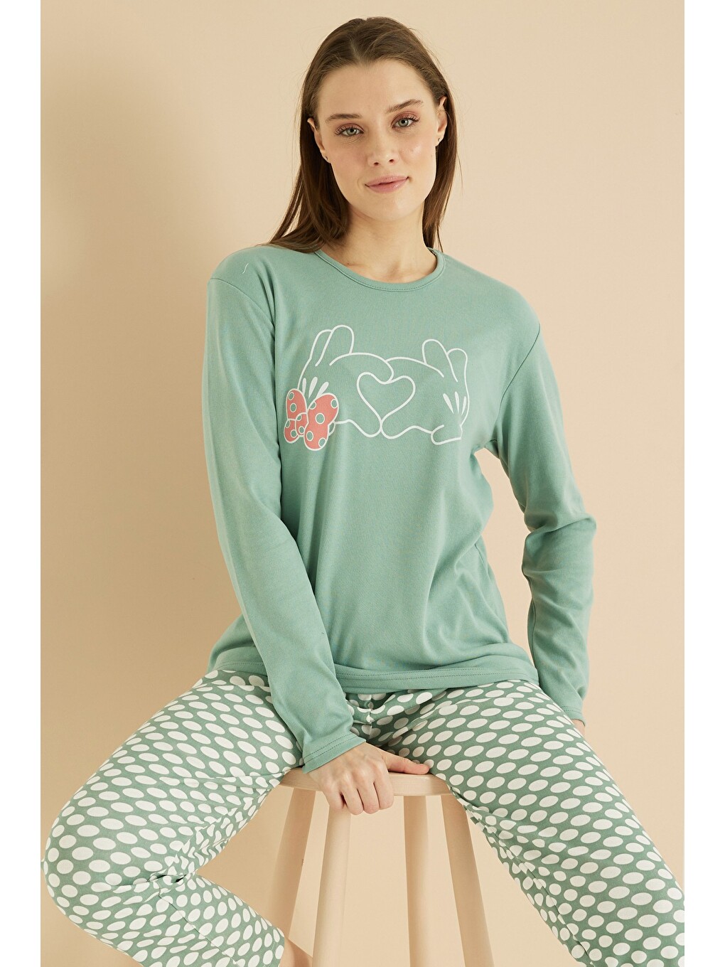 Yeşil İnterlok Pamuklu Örme Pijama Takım 7819