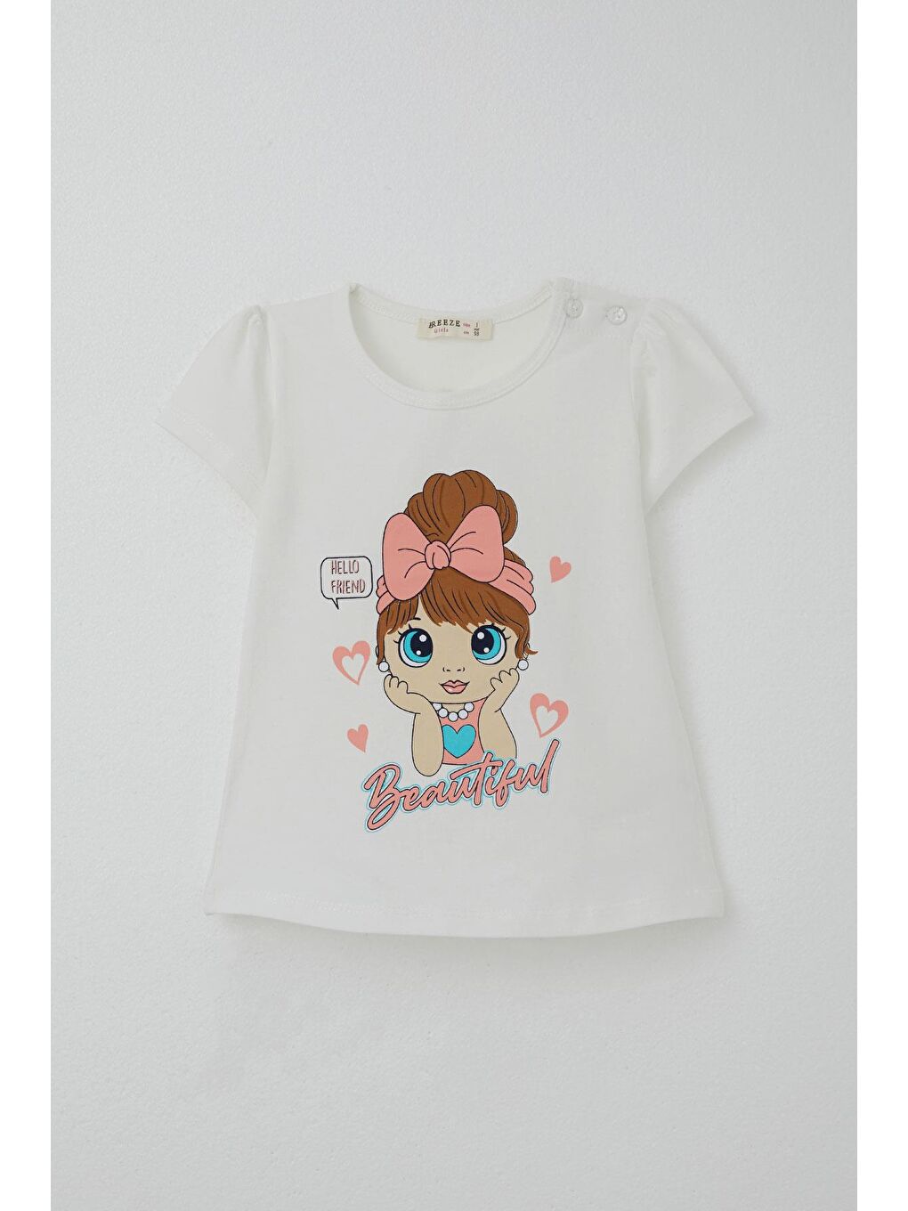 Kız Çocuk Kapri Tayt Takım Güzel Kız Baskılı Ekru (1.5-3 Yaş)-1