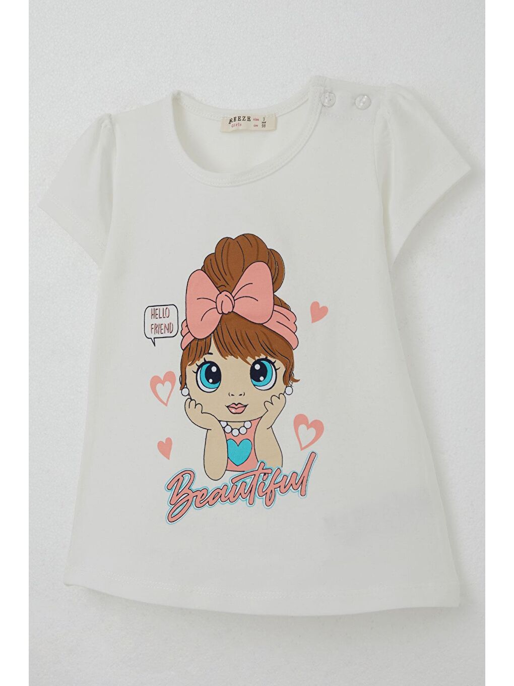 Kız Çocuk Kapri Tayt Takım Güzel Kız Baskılı Ekru (1.5-3 Yaş)-5