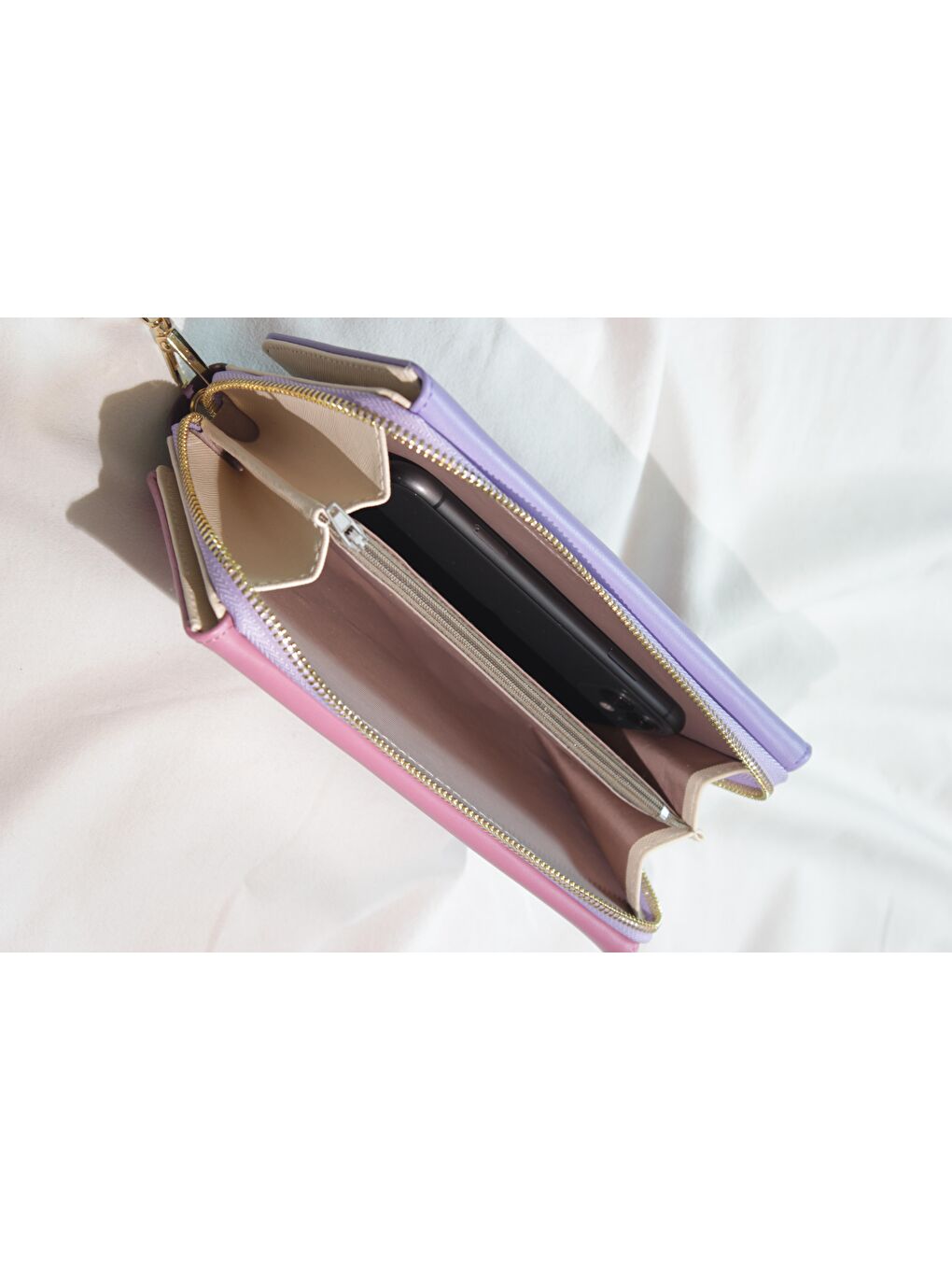Pembe Büyük Boy Renkli Kadın Cüzdan Ve El Çantası-4