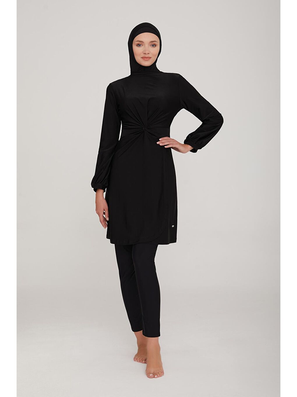 Şık Likralı Tam Kapalı Tesettür Mayo Tummy 2 4464 Siyah-1