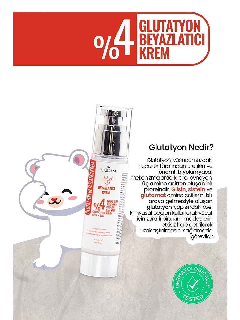 Harrem Renksiz Glutatyon Beyazlatıcı Leke Karşıtı Hücre Yenileyici Krem 50 ml - 3