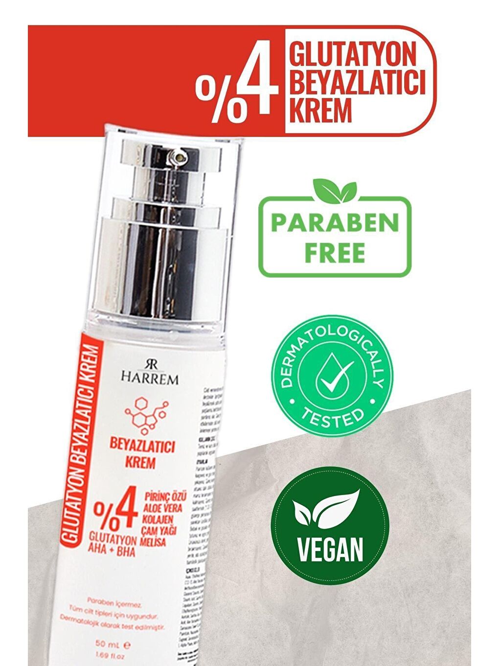 Harrem Renksiz Glutatyon Beyazlatıcı Leke Karşıtı Hücre Yenileyici Krem 50 ml - 4