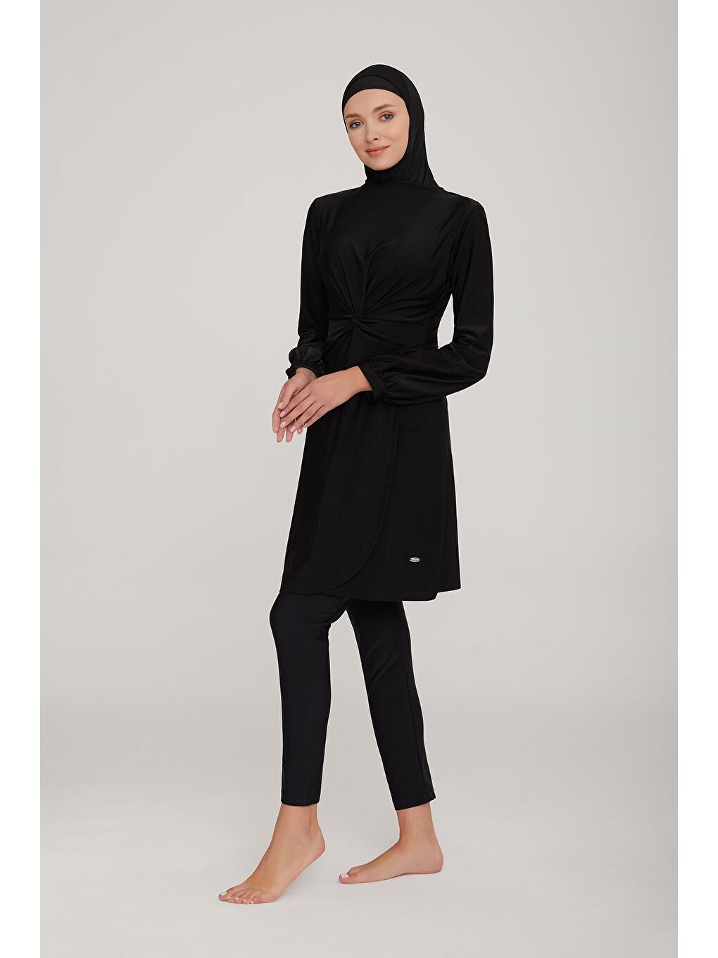 Şık Likralı Tam Kapalı Tesettür Mayo Tummy 2 4464 Siyah-3
