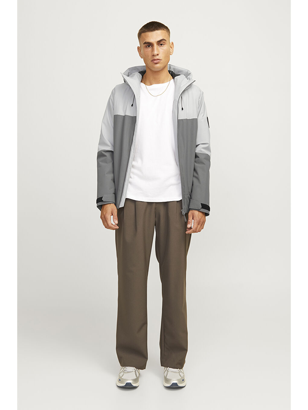 Jack & Jones Gri Core Jcoaiden Regular Fit Su Geçirmez Kapüşonlu Erkek Mont 12260486