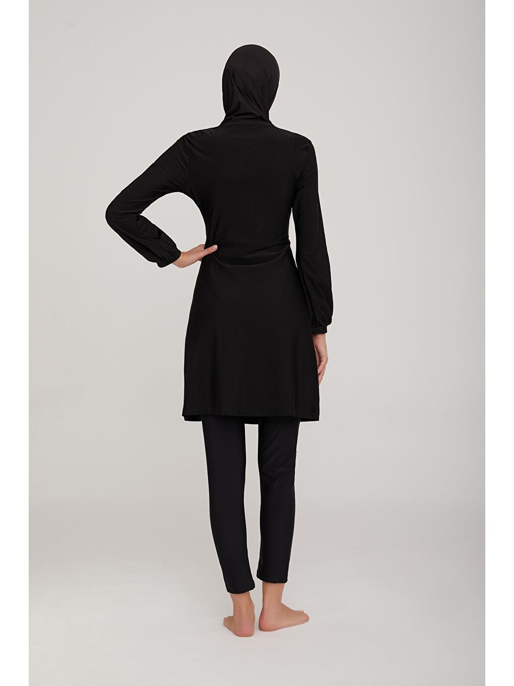 Şık Likralı Tam Kapalı Tesettür Mayo Tummy 2 4464 Siyah-4