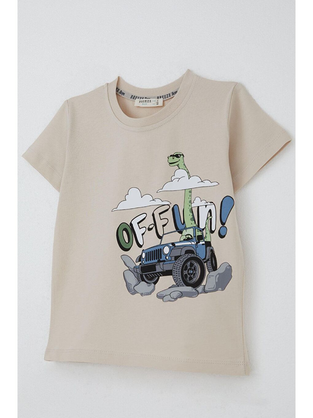 Erkek Çocuk Şortlu Takım Maceracı Dinozor Baskılı Bej (2-3 Yaş)-5